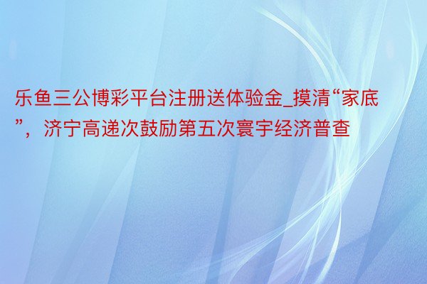 乐鱼三公博彩平台注册送体验金_摸清“家底”，济宁高递次鼓励第五次寰宇经济普查